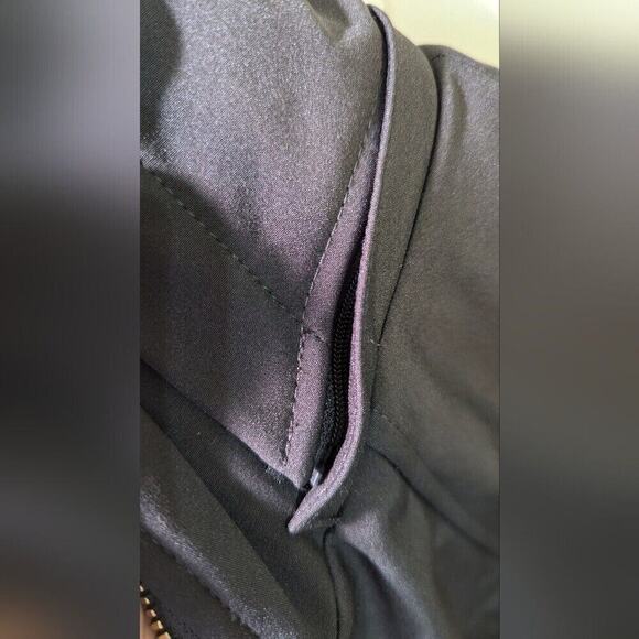 Nine West Women’s Soft Shell Removable Hood Zip Up Trench Coat Black Size L - Picture 14 of 14